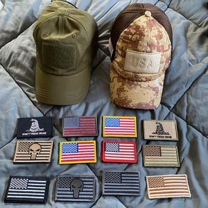 Two hats with patches